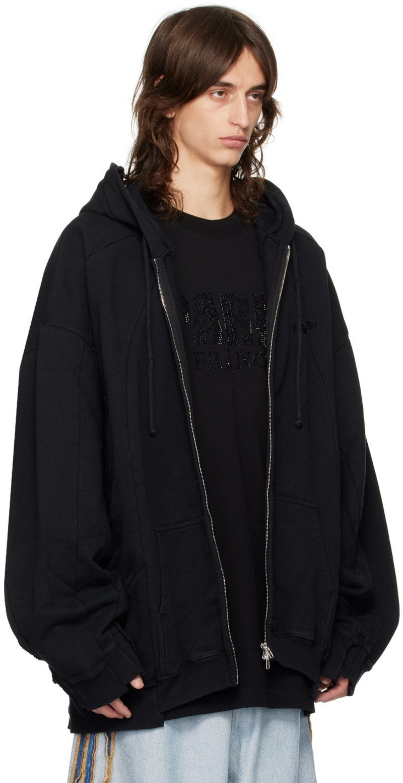 VETEMENTS Black Cut-Up Hoodie outlook