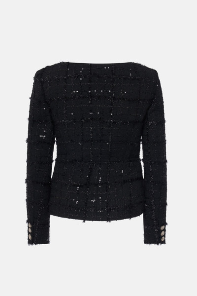 Alessandra Rich SEQUIN CHECKED TWEED ROUND NECK JACKET outlook