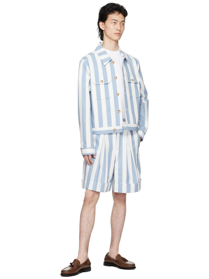 KING & TUCKFIELD Blue & White Collared Bomber Jacket outlook