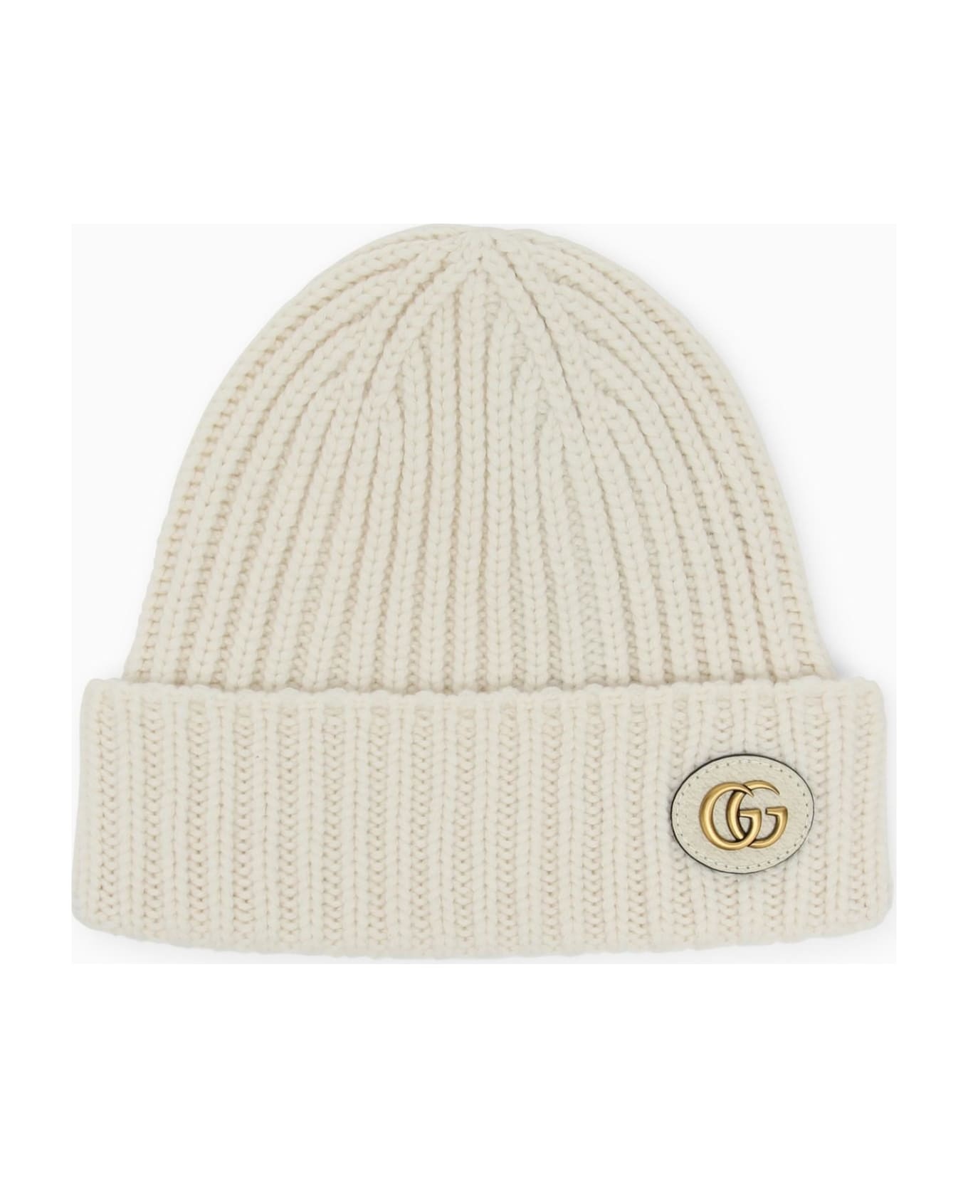 Ivory Cashmere Cap With Logo - 1