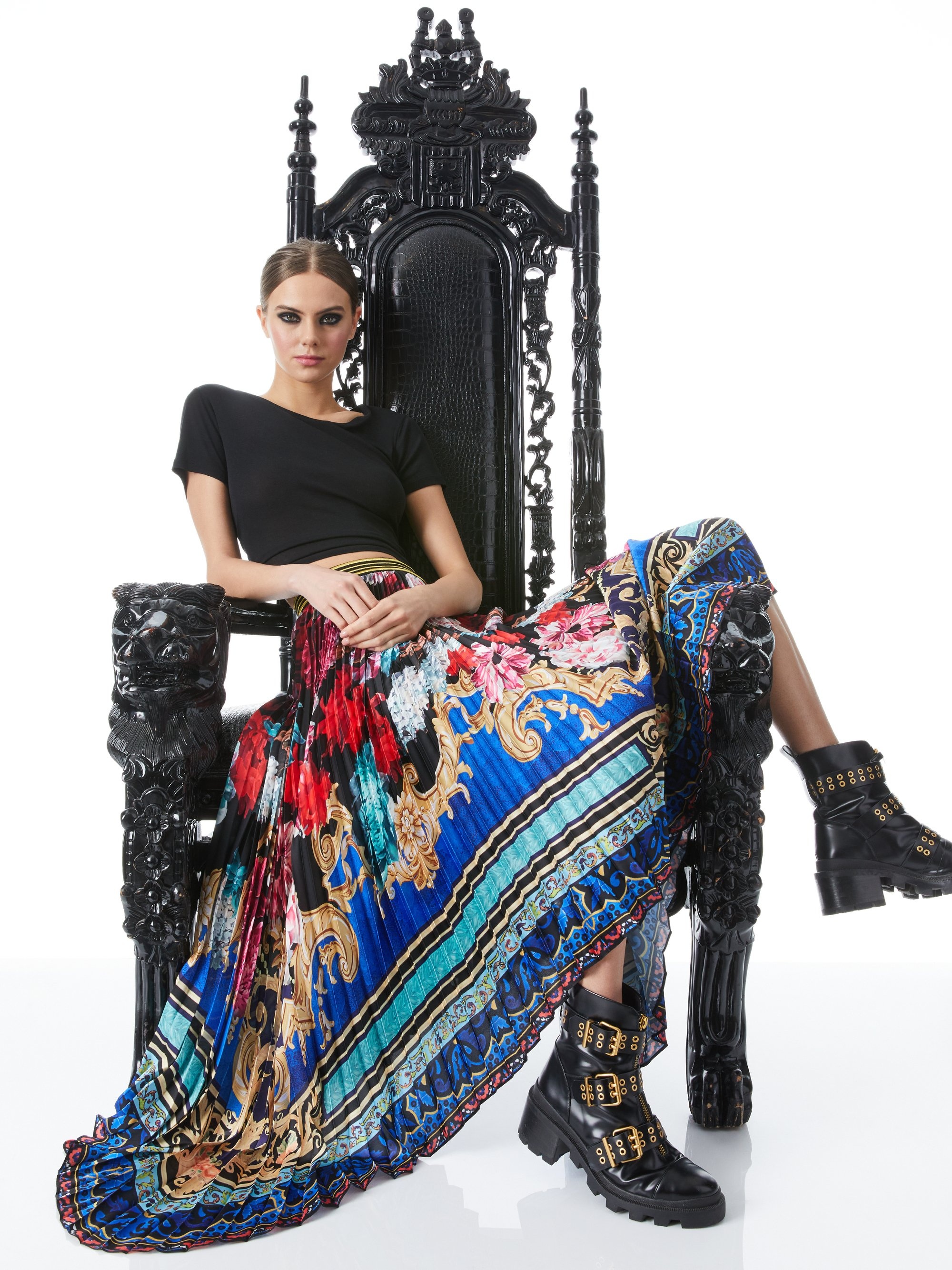 KATZ SUNBURST PLEATED MAXI SKIRT - 5
