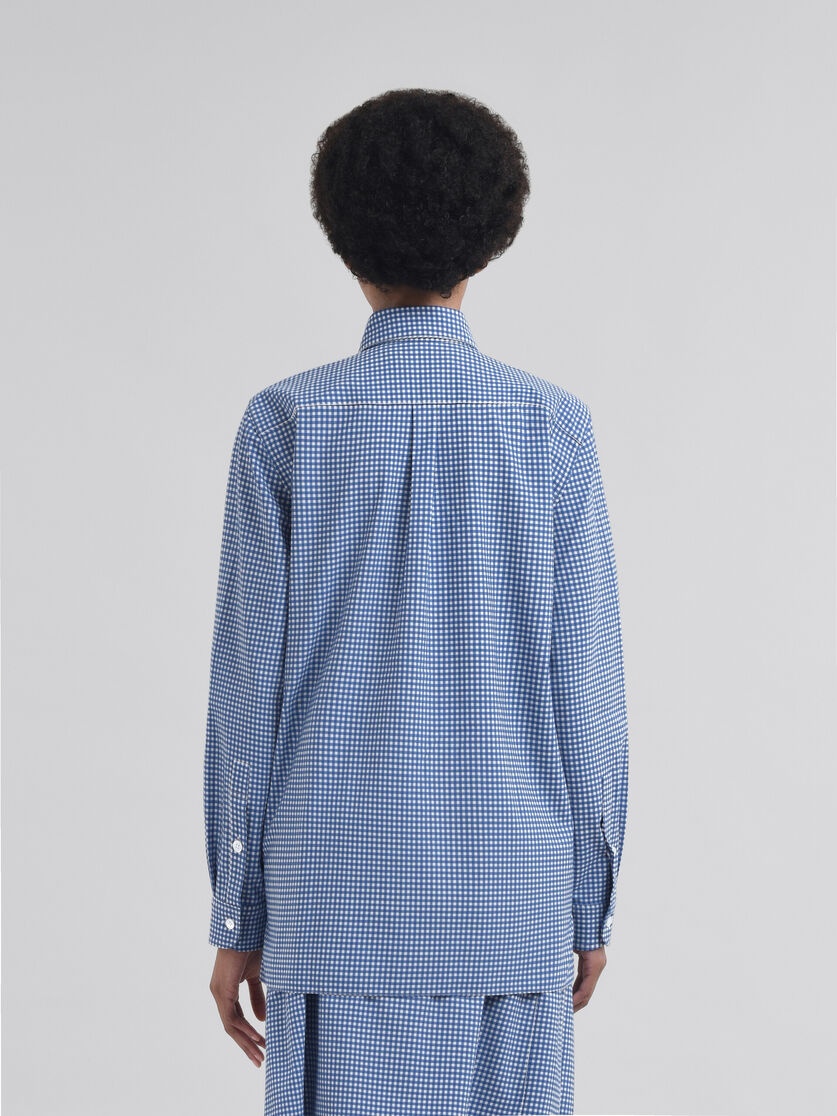 WOOL BLEND BLUE AND WHITE CHECKED SHIRT - 3