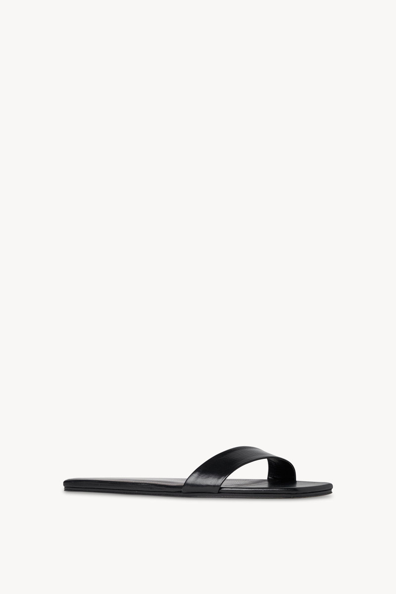 The Row Chocolate Flat in Leather outlook