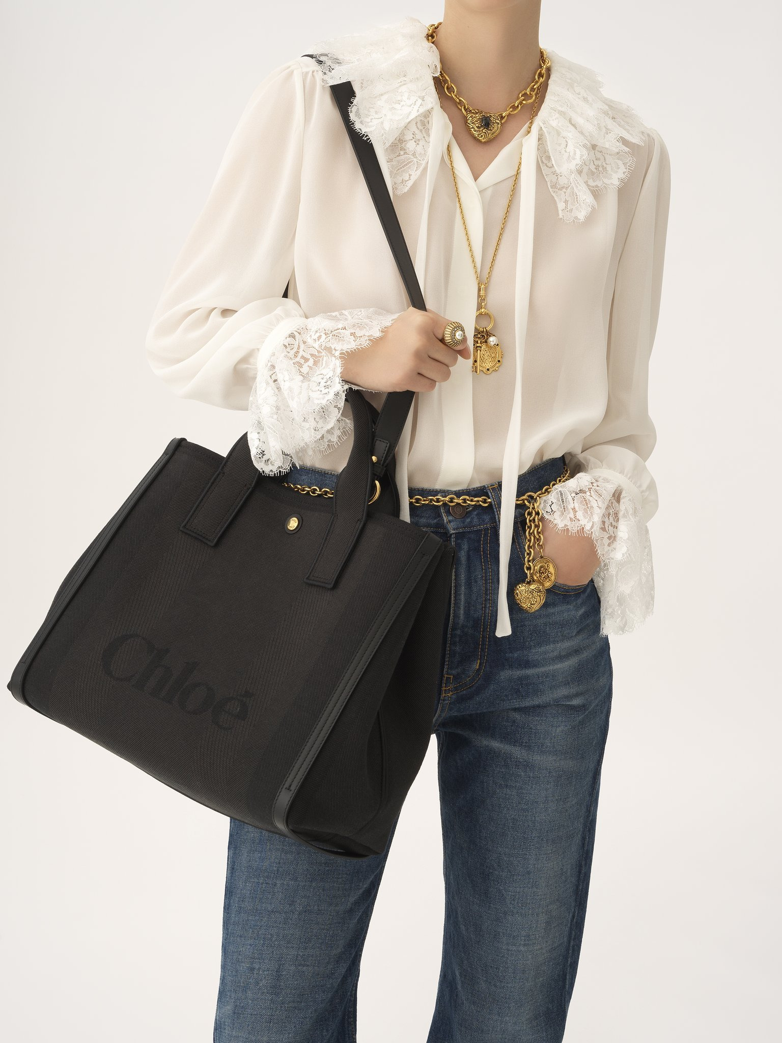 CHLOÉ CARRY TOTE BAG IN CANVAS - 2