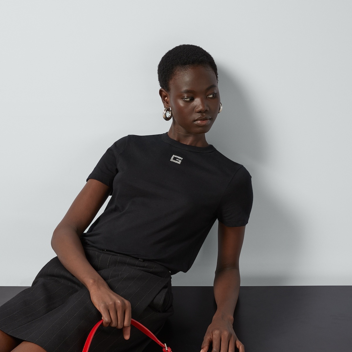 Cotton jersey T-shirt with crystal G - 5