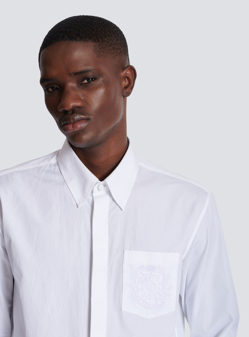 Balmain Écusson embroidered poplin shirt 7