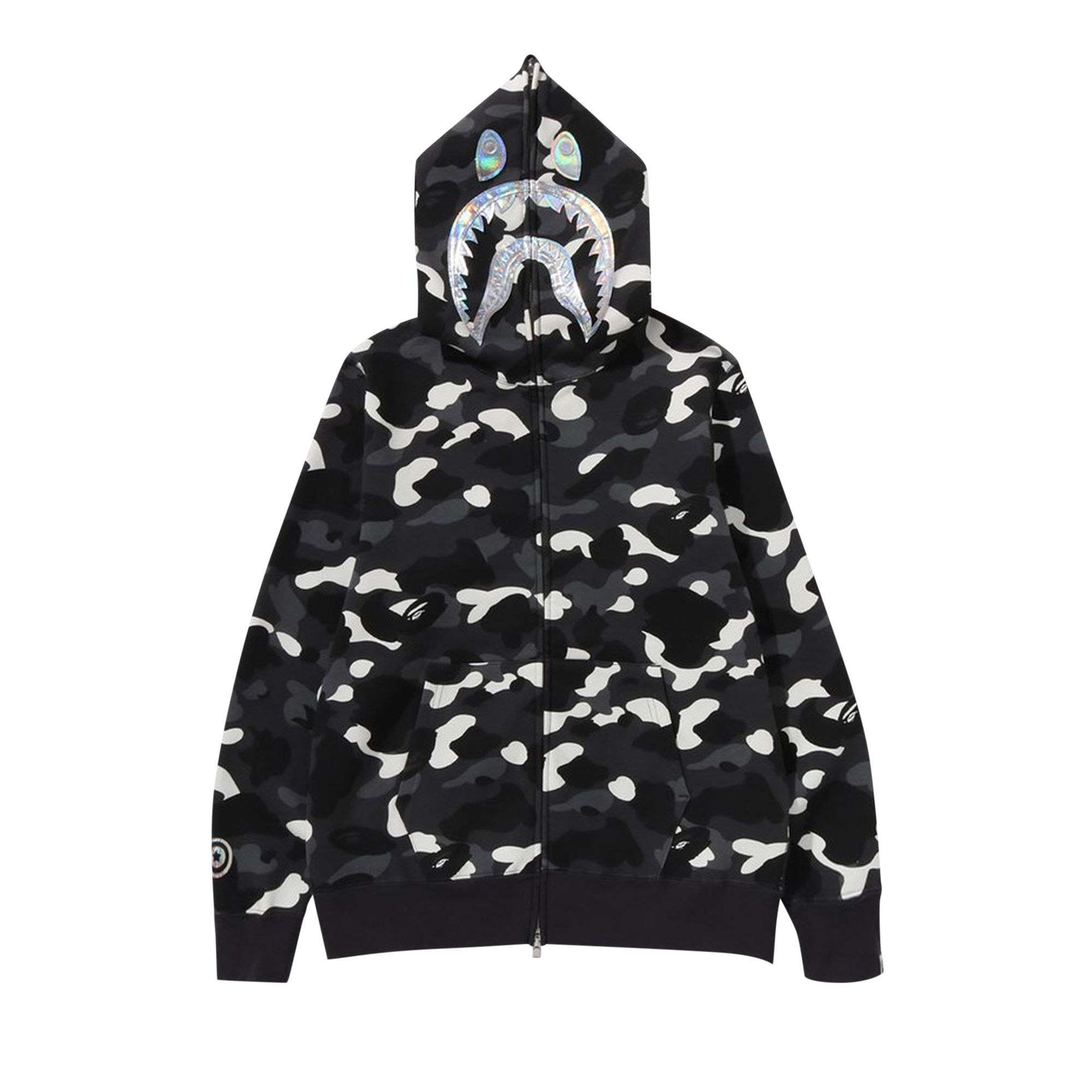 BAPE City Camo Shark Full Zip Hoodie 'Black' - 1