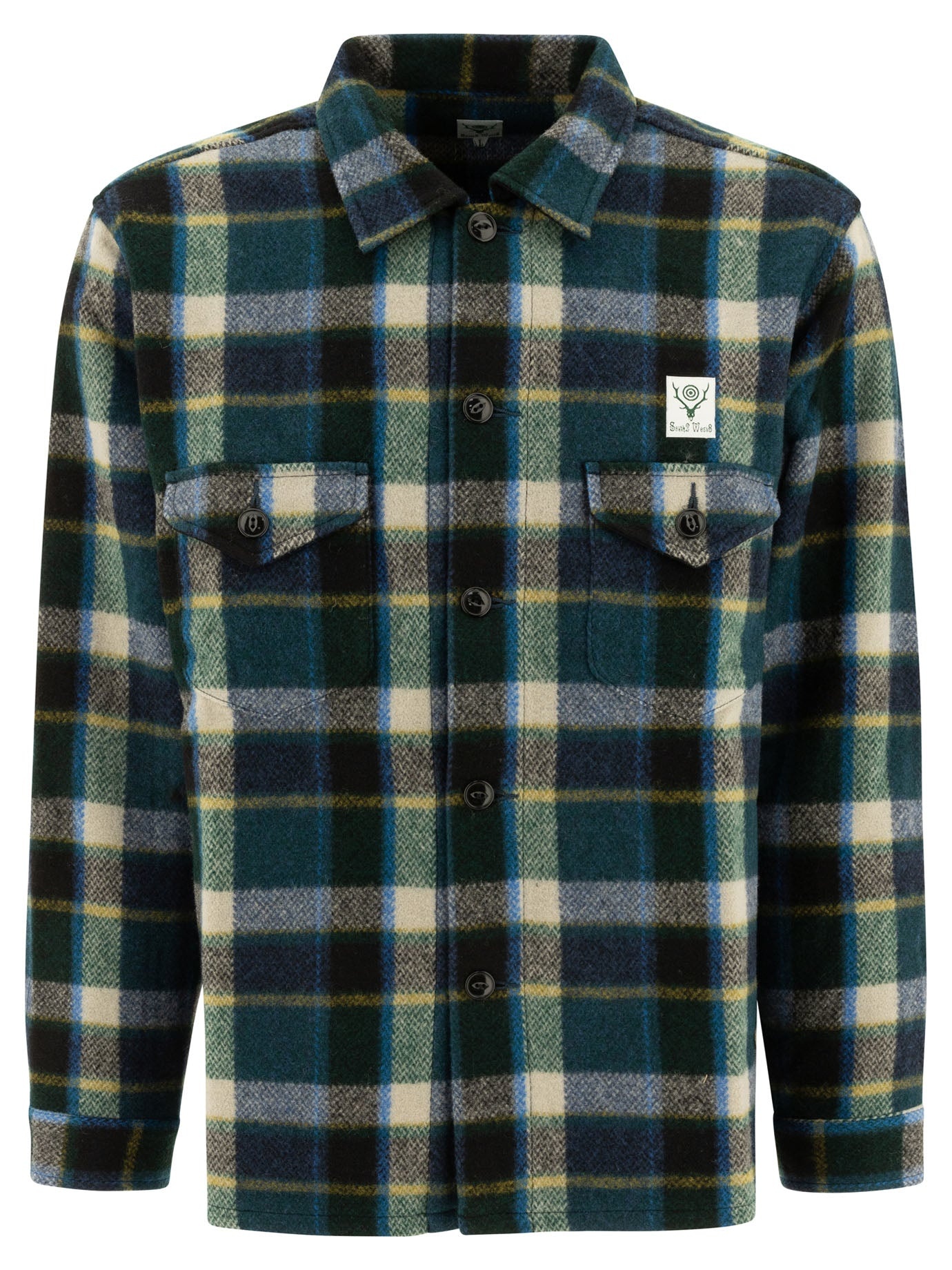 South2 West8 "smokey" Melton Wool Shirt - 1
