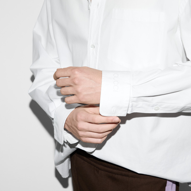 Cotton poplin shirt with Gucci detail 5