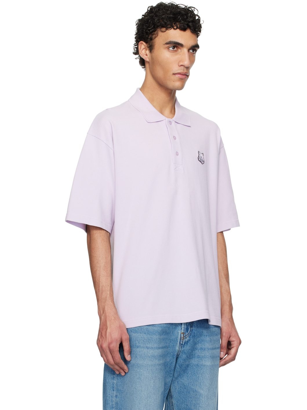 Purple Bold Fox Patch Oversize Polo - 2