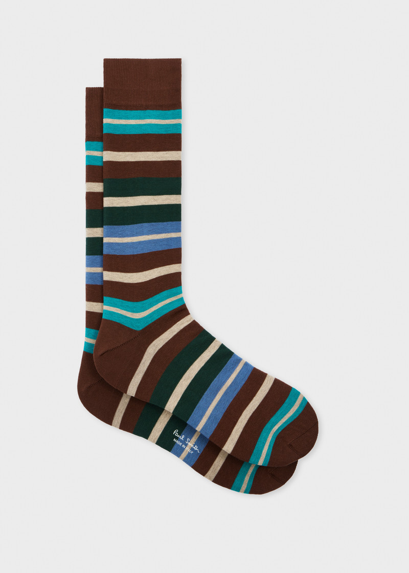 Brown Multistripe Socks 1