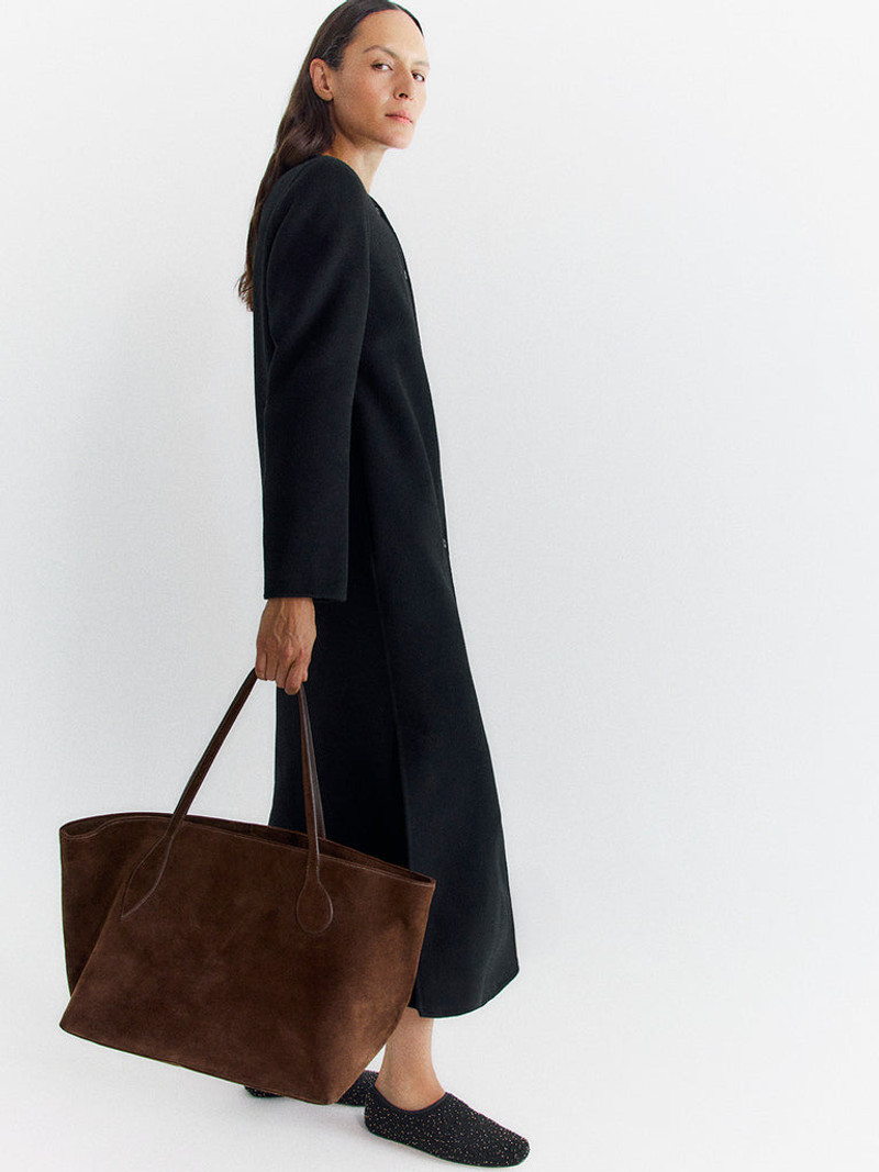 Liffner MEGA SPROUT TOTE DARK BROWN SUEDE outlook
