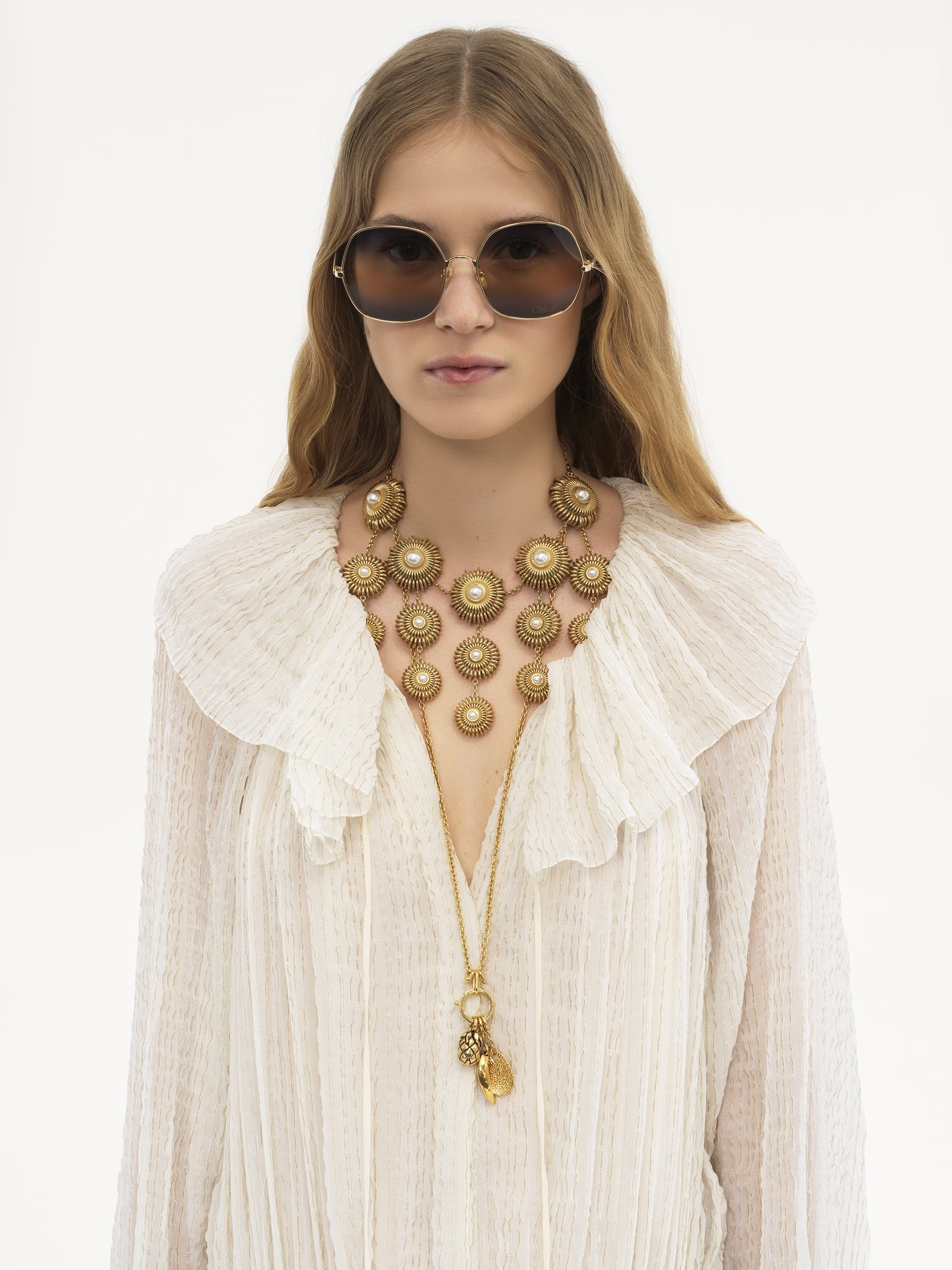 GATHERED LONG DRESS IN SILK CRÊPON - 7