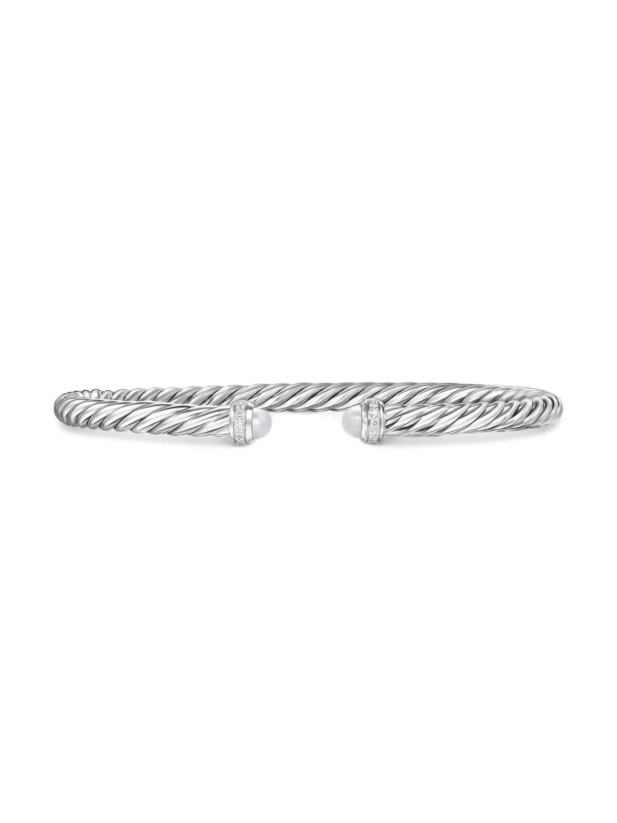 Women's Cablespira Flex Bracelet in Sterling Silver - Pearl - 1