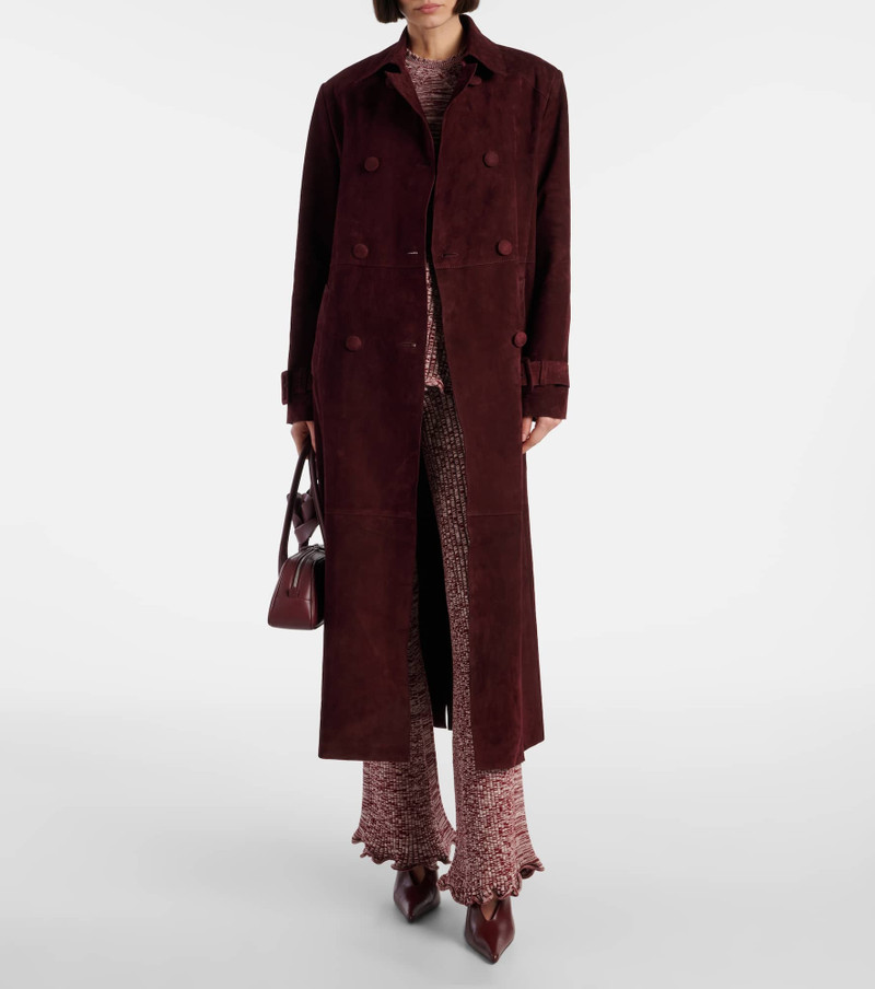 NOUR HAMMOUR Tate suede trench coat outlook