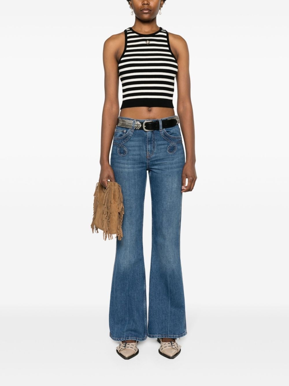 mid-rise flared jeans - 2