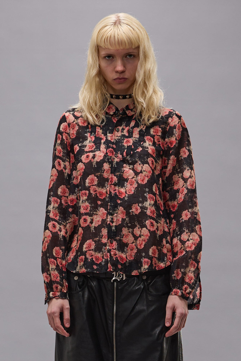 SHRUNKEN BLOUSE WITH PLEATED TUXEDO FRONT 4