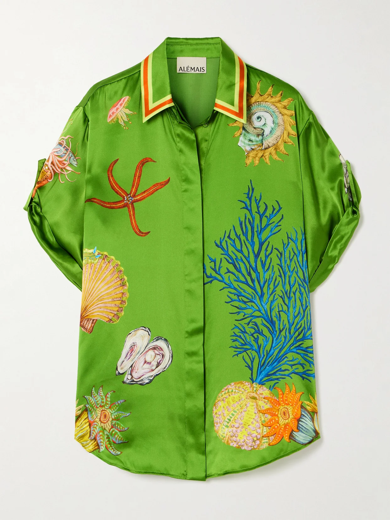 + Sam Pauletto Aquatica Printed Silk-satin Shirt - 1