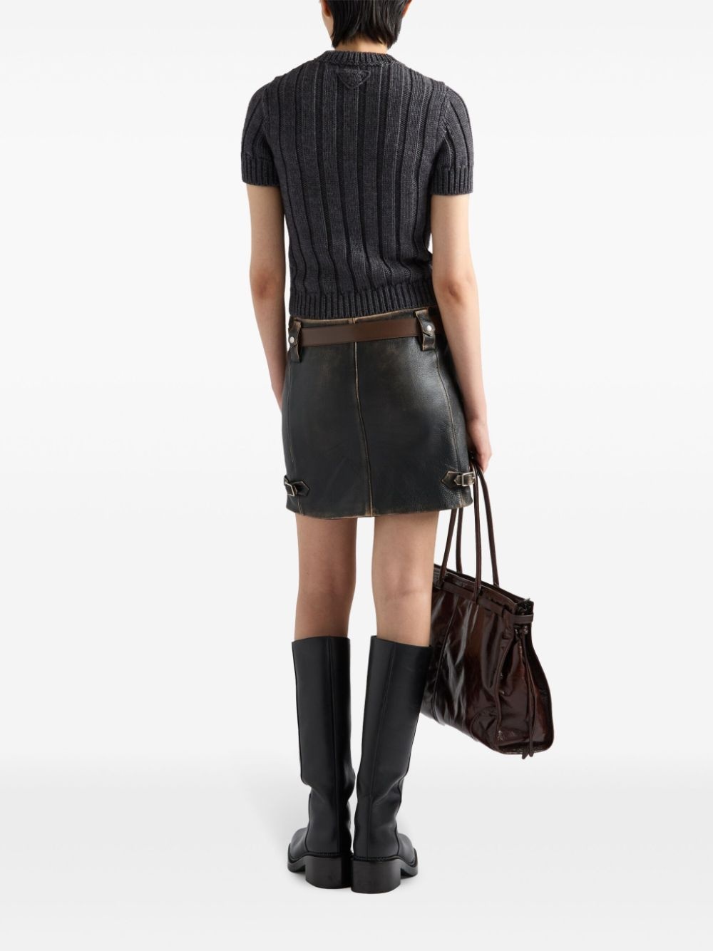 leather mini skirt - 3
