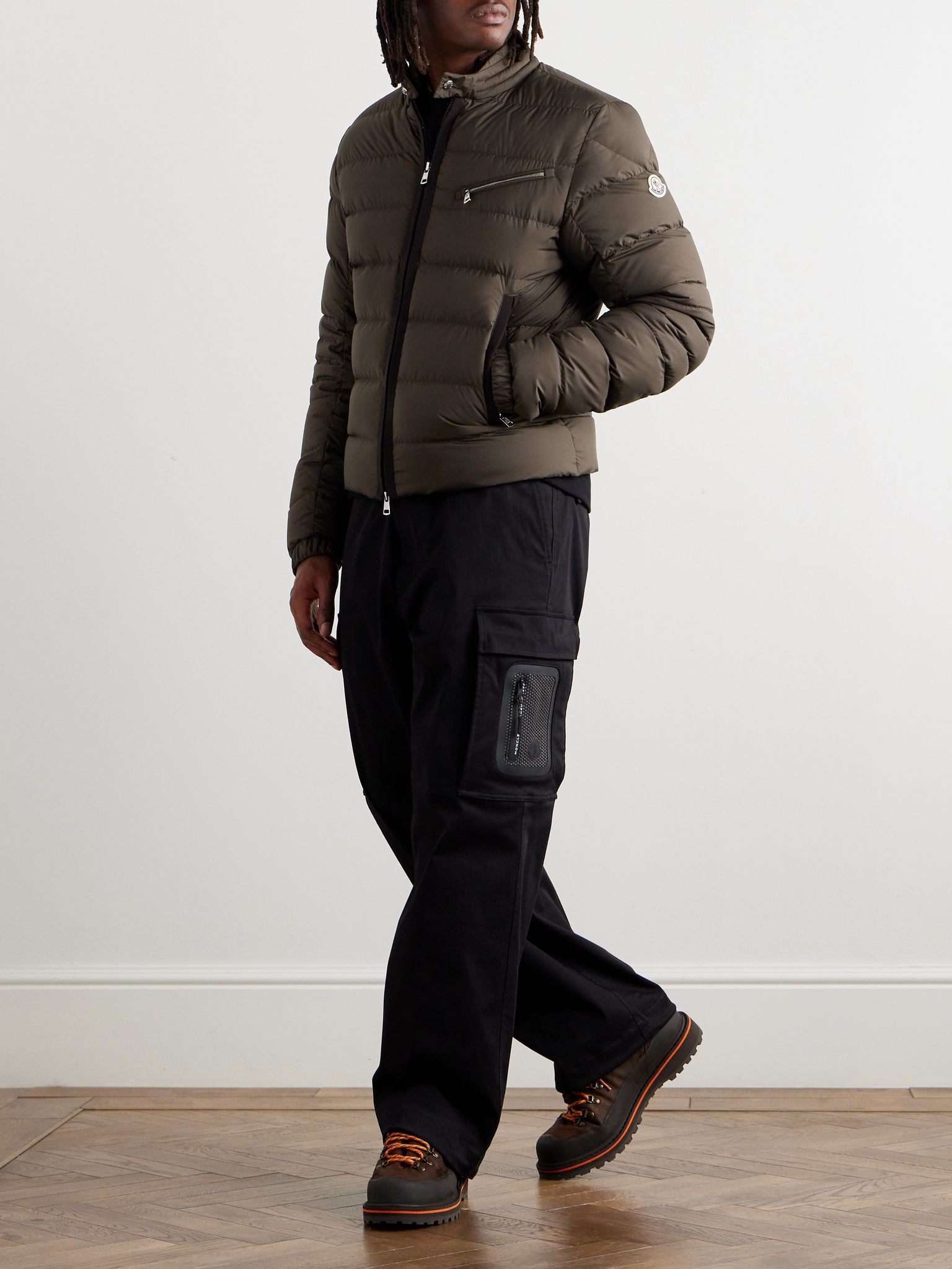 Grosgrain-Trimmed Logo-Appliquéd Quilted Shell Down Jacket Brown - 2