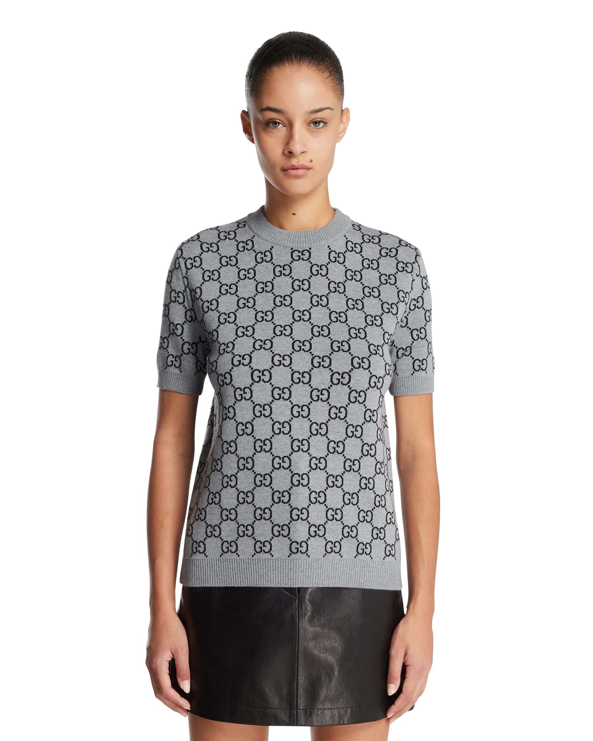 Gray GG Wool T-Shirt - 1