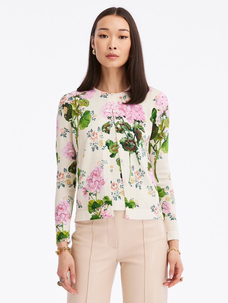 GERANIUM WALL PAPER PRINTED CARDIGAN - 1