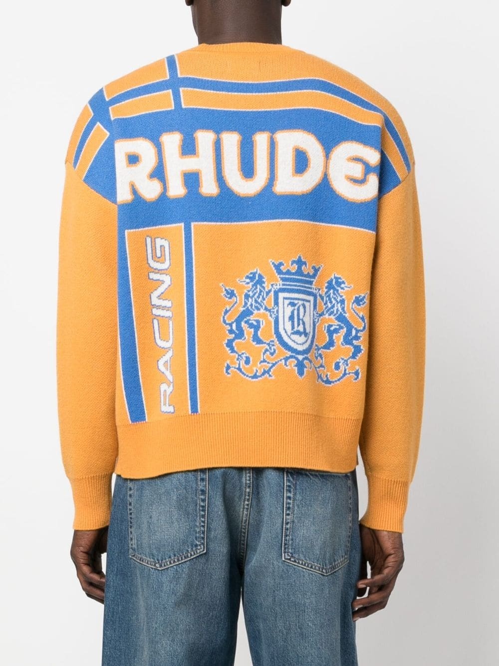 Palm jacquard crew neck jumper - 4