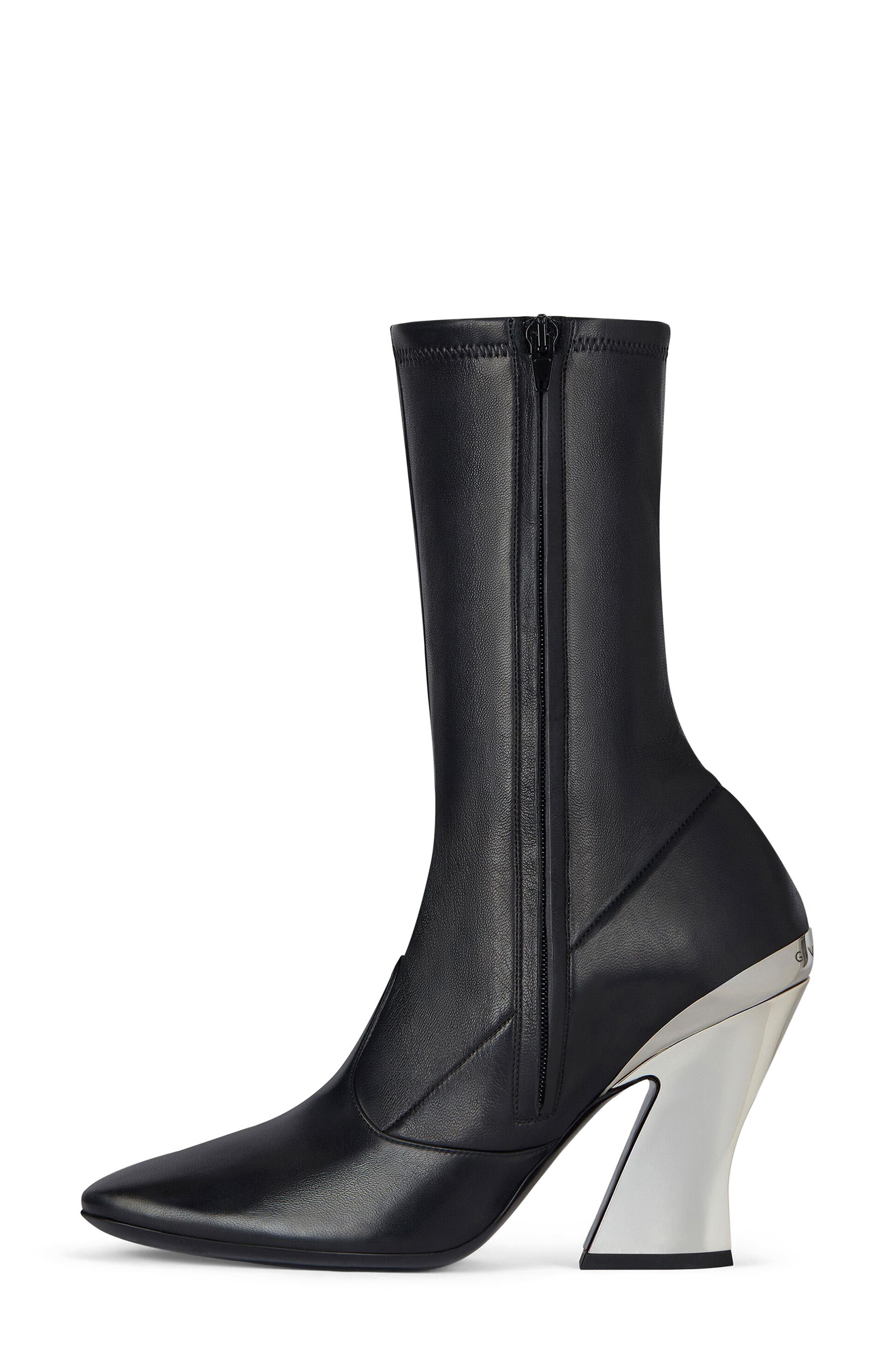 Givenchy Sculpted Heel Ankle Boot in Black/Silvery at Nordstrom - 4