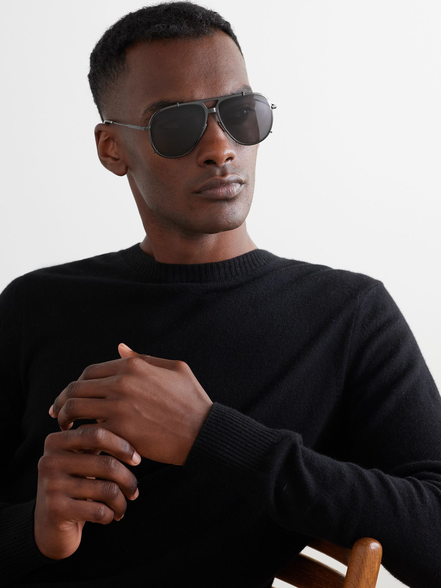 DiorBlackSuit A3U Aviator-Style Metal Sunglasses Black - 2