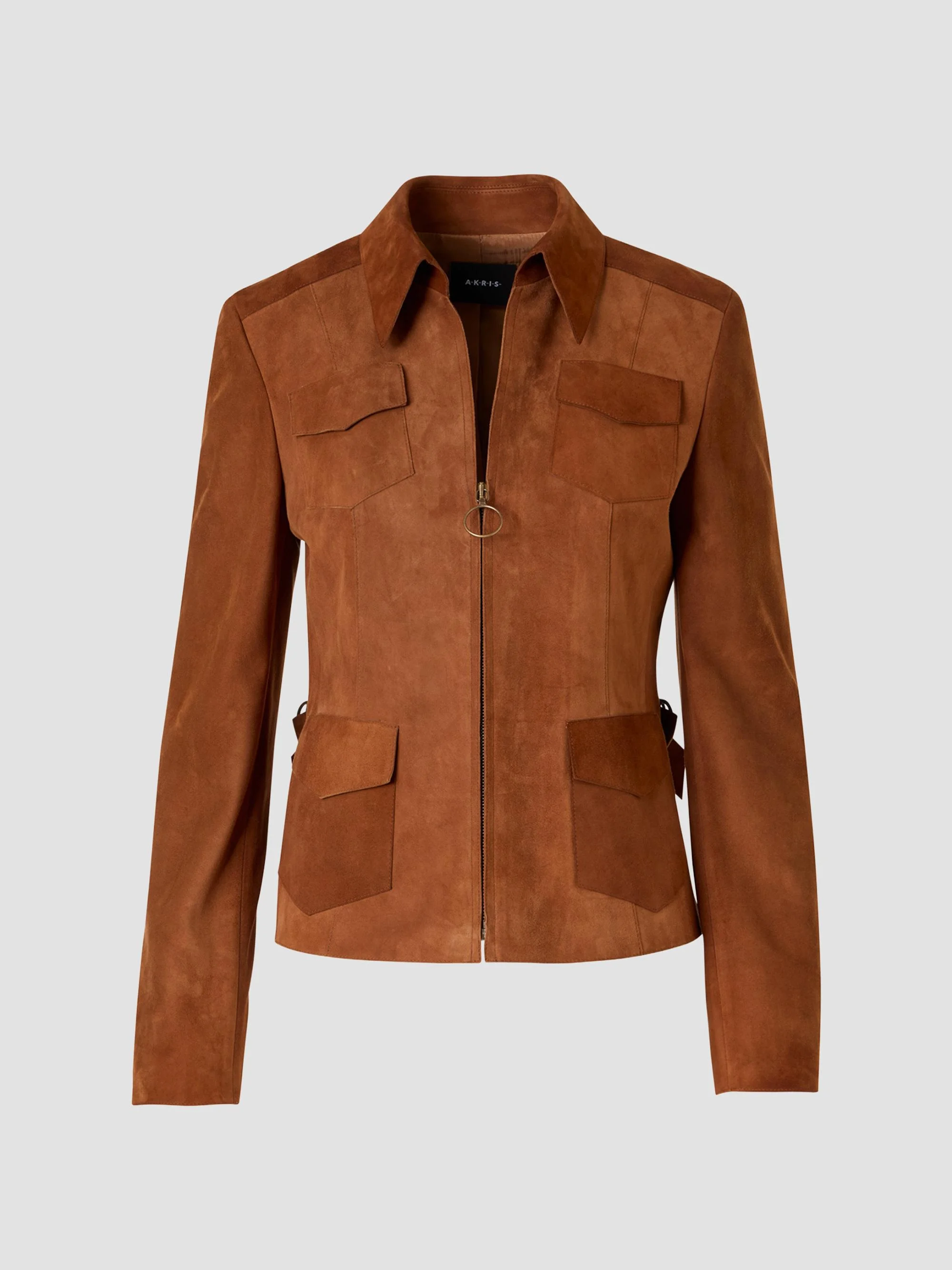 Women's Point Collar Suede Jacket - Hazel - 1