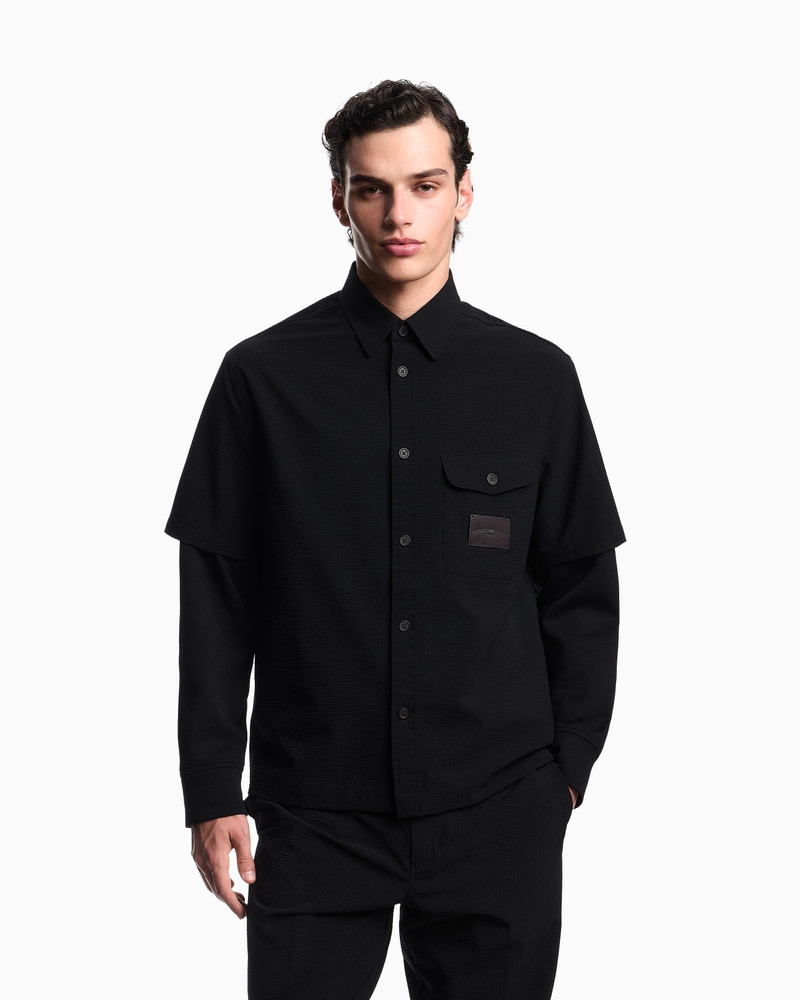 EMPORIO ARMANI SHORT-SLEEVED OVERSIZED SHIRT IN NYLON SEERSUCKER outlook
