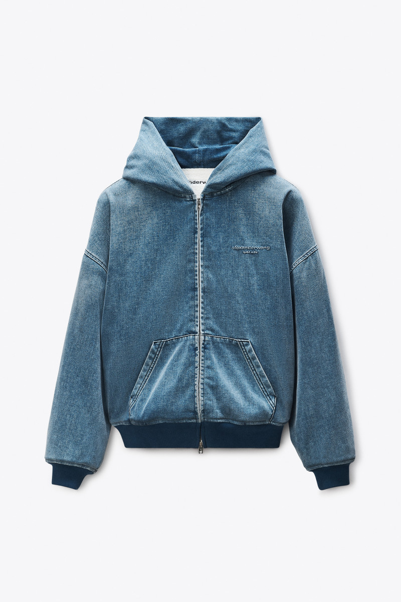 Light Blue Brushed Denim Oversized Hoodie 1