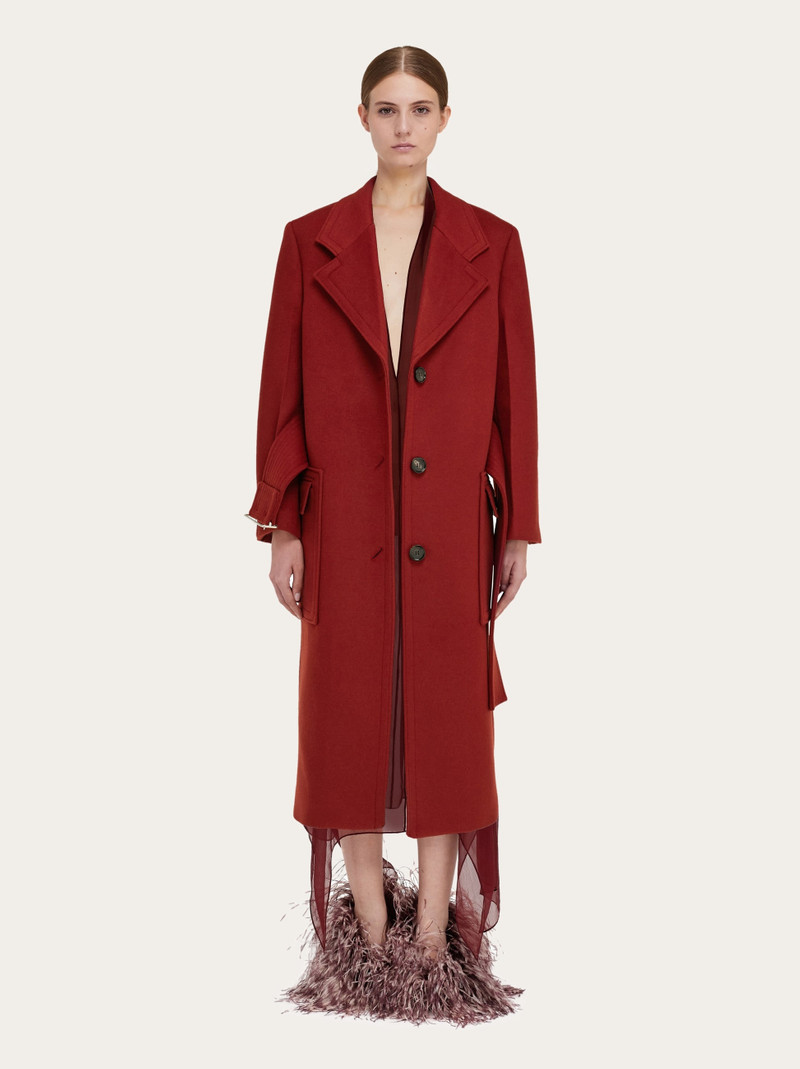 Long cashmere and wool coat with wide belt 6