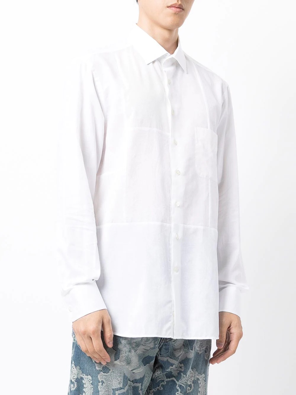 panelled button-down shirt - 3