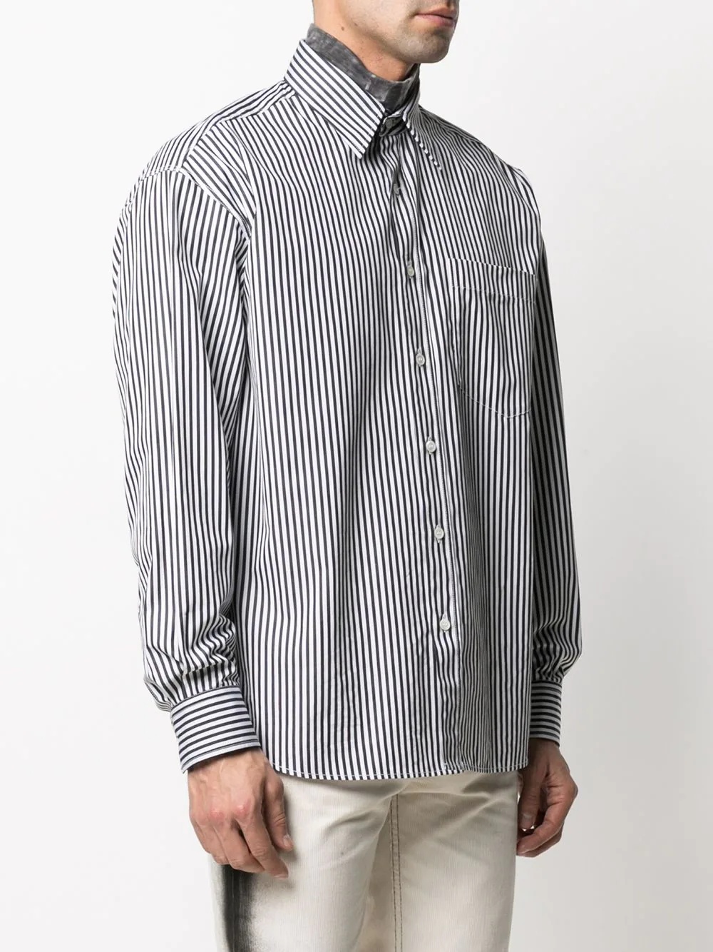 stripe-pattern buttoned shirt - 3