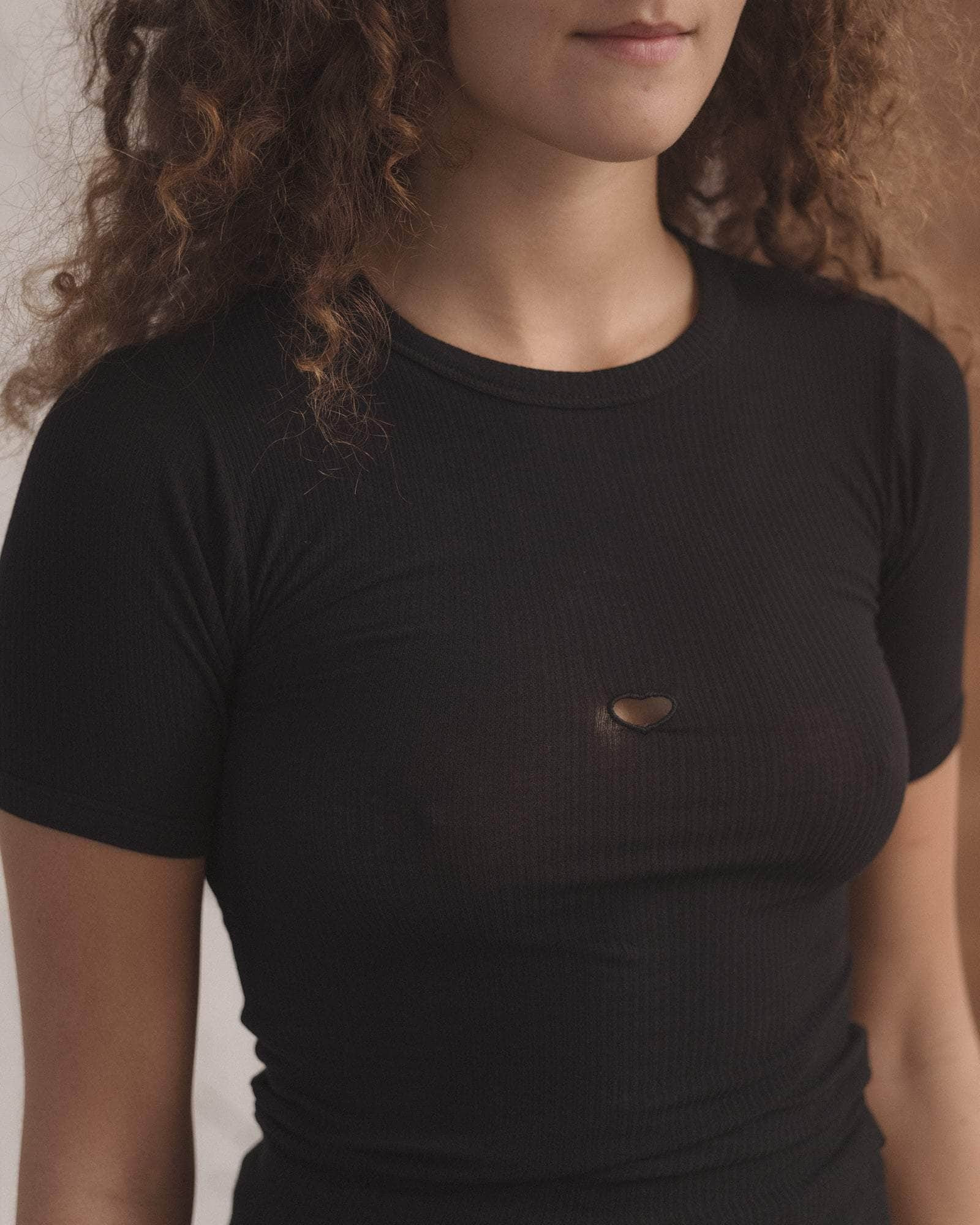Heart Tee Shirt - Fine Organic Cotton Rib - 4
