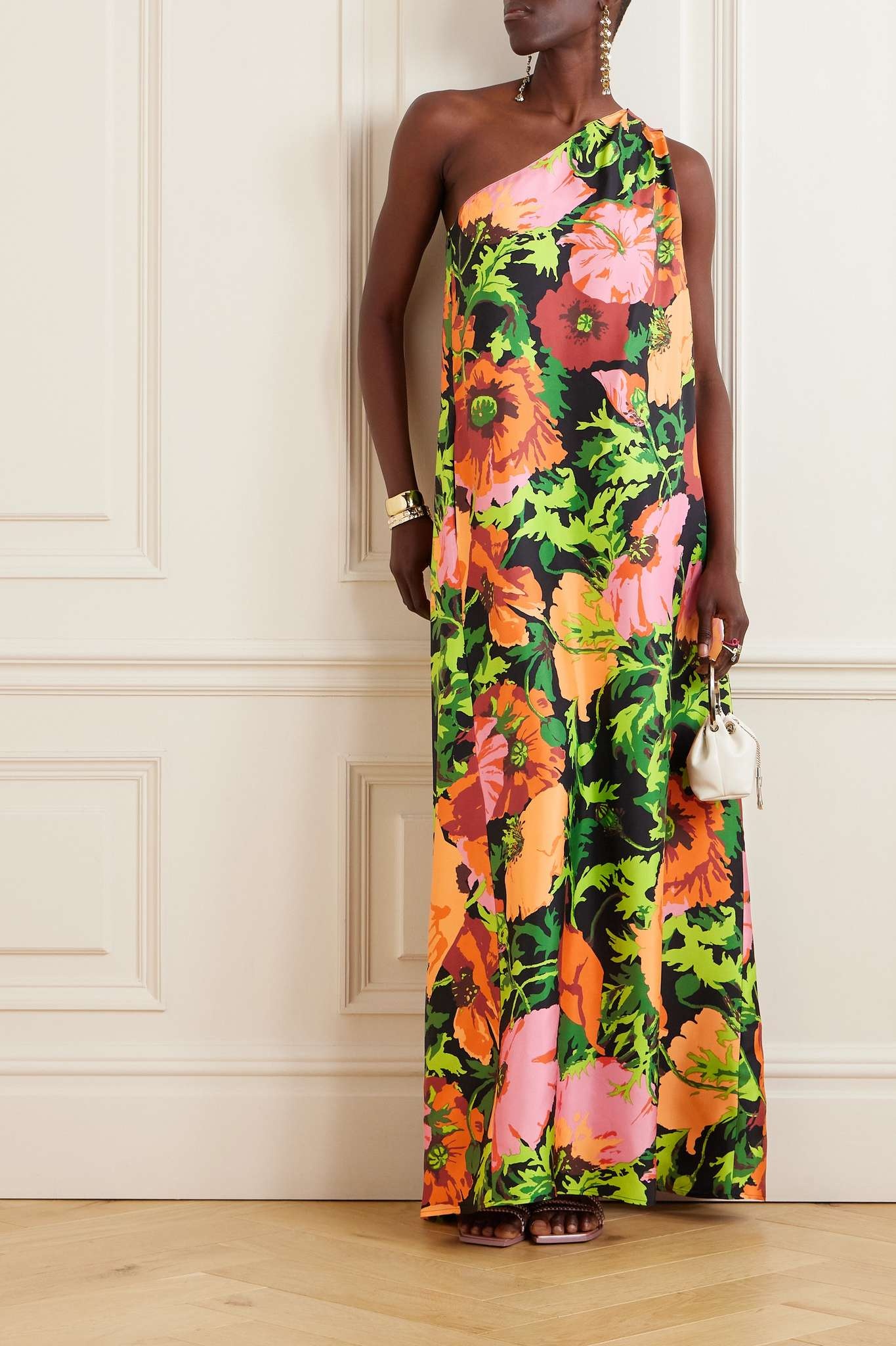 Roy one-shoulder floral-print silk-twill maxi dress - 2