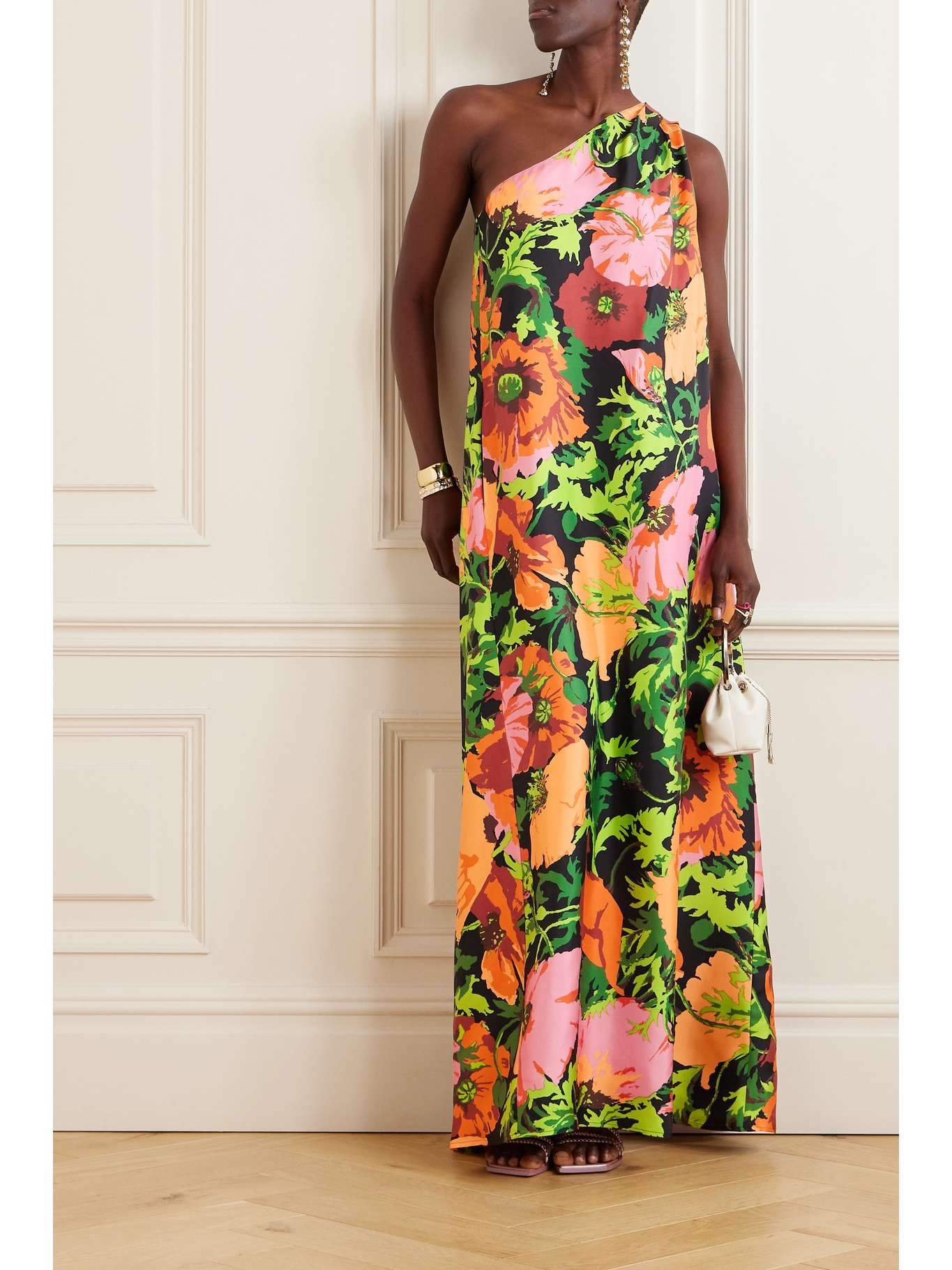 Roy one-shoulder floral-print silk-twill maxi dress - 2