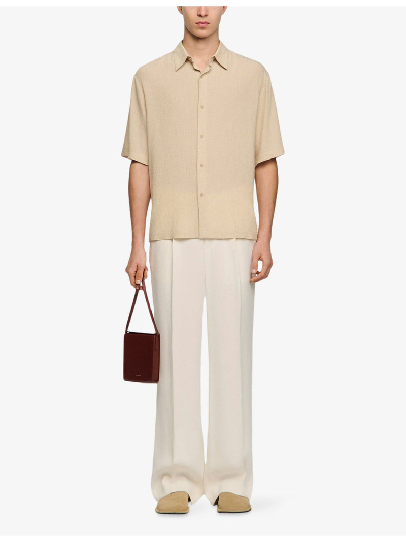 Sandro Pleated Shark-Collar Woven Shirt outlook