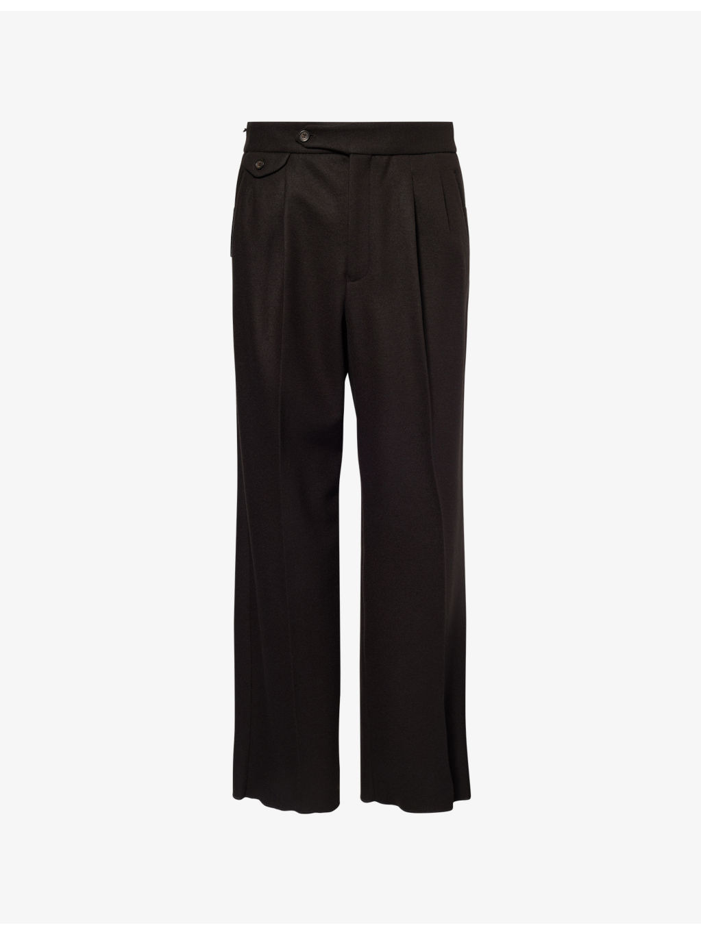 Flat Front Straight-Leg Wool Trousers - 1