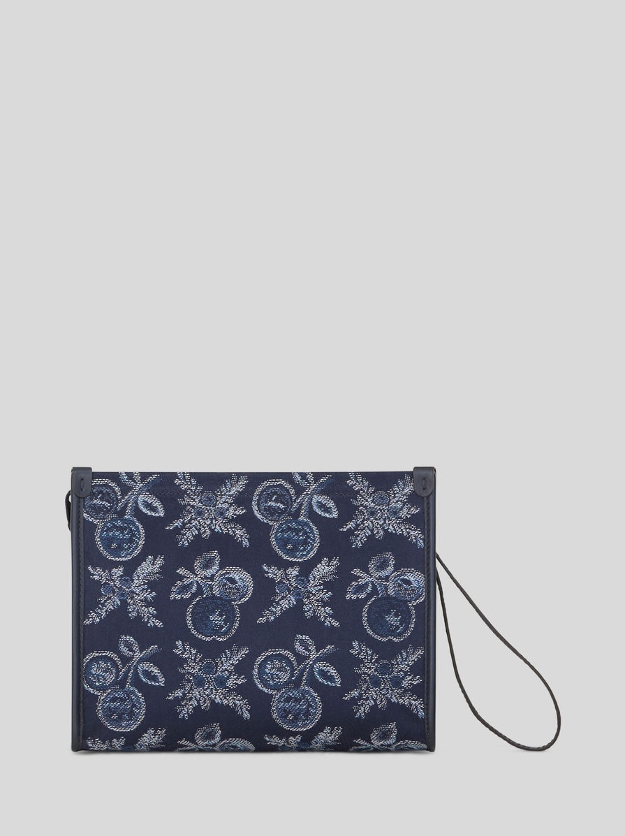 ETRO｜CLUTCHES (Medium Jacquard Pouch with Apples (1H784 Etro MEDIUM JACQUARD POUCH WITH APPLES | REVERSIBLE