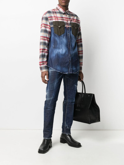 DSQUARED2 plaid panelled denim shirt outlook