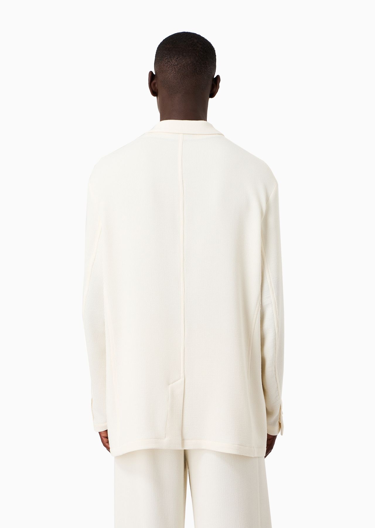 Single-breasted jacket in a wool and viscose canneté - 3