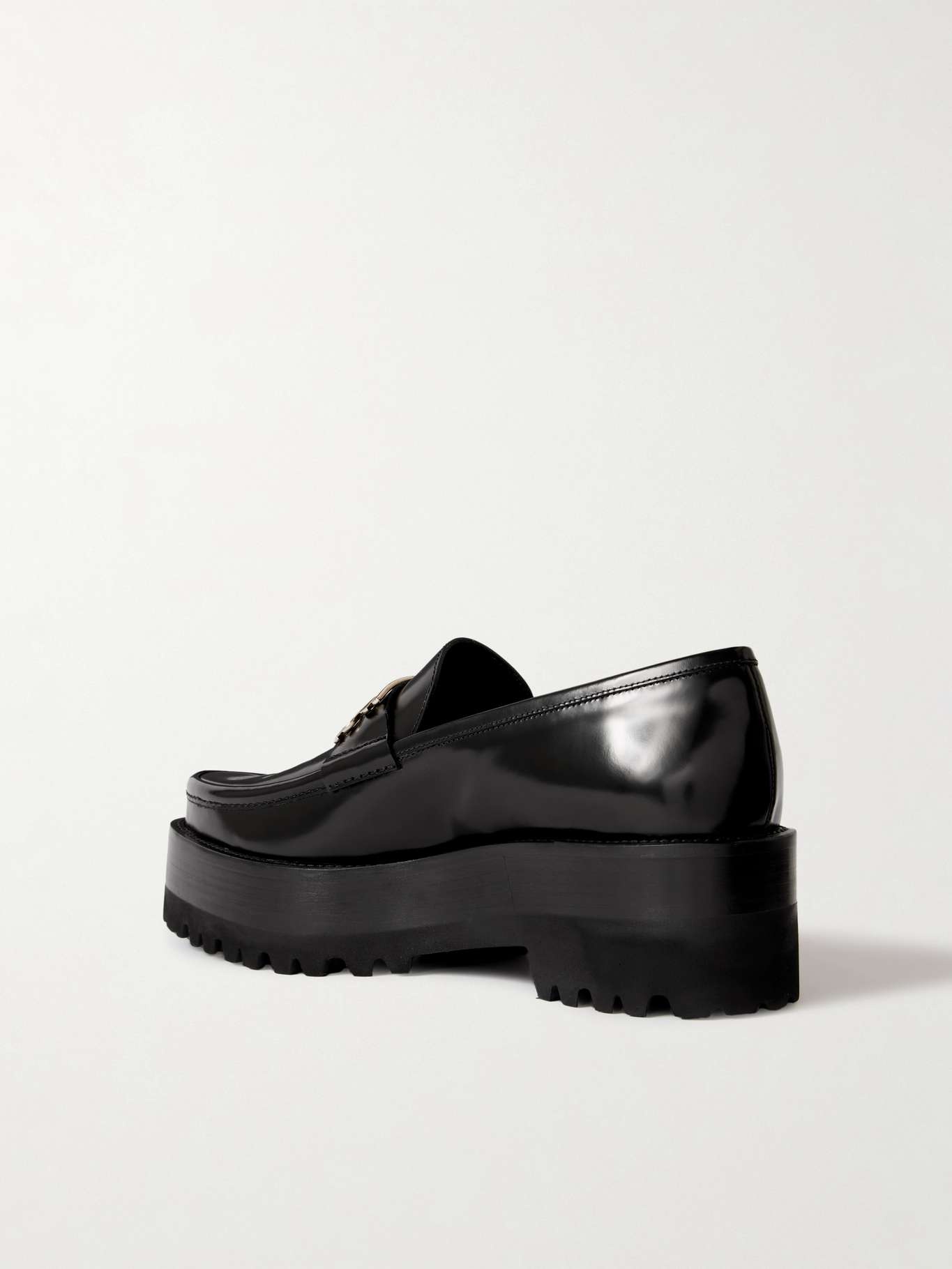 Embellished leather platform loafers - 3