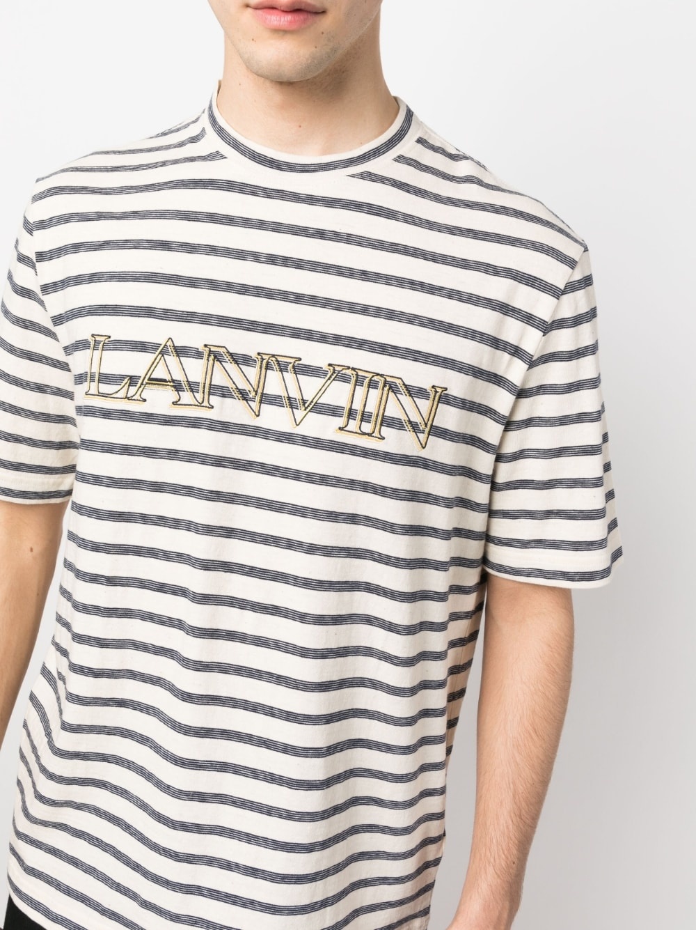 logo-embroidered striped T-shirt - 5