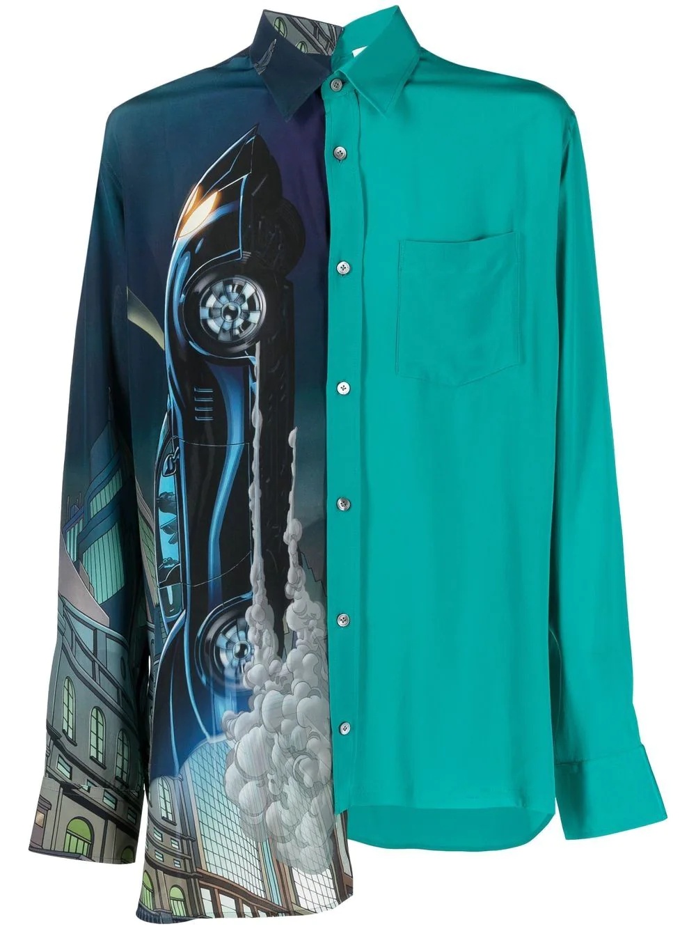 graphic-print silk shirt - 1