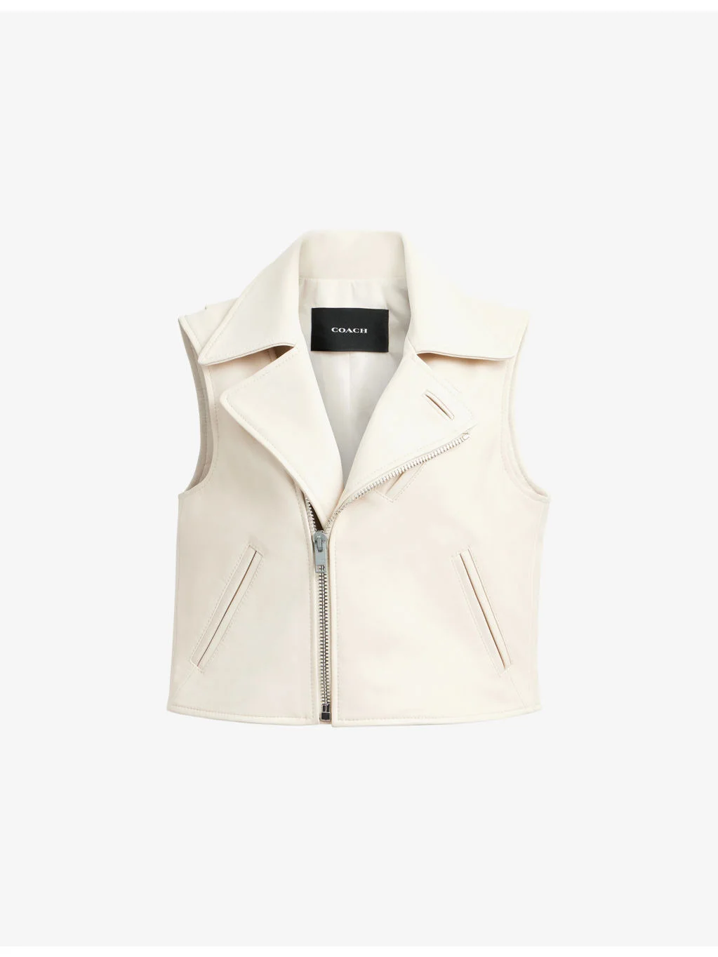 Leather Moto Biker Leather Vest - 1