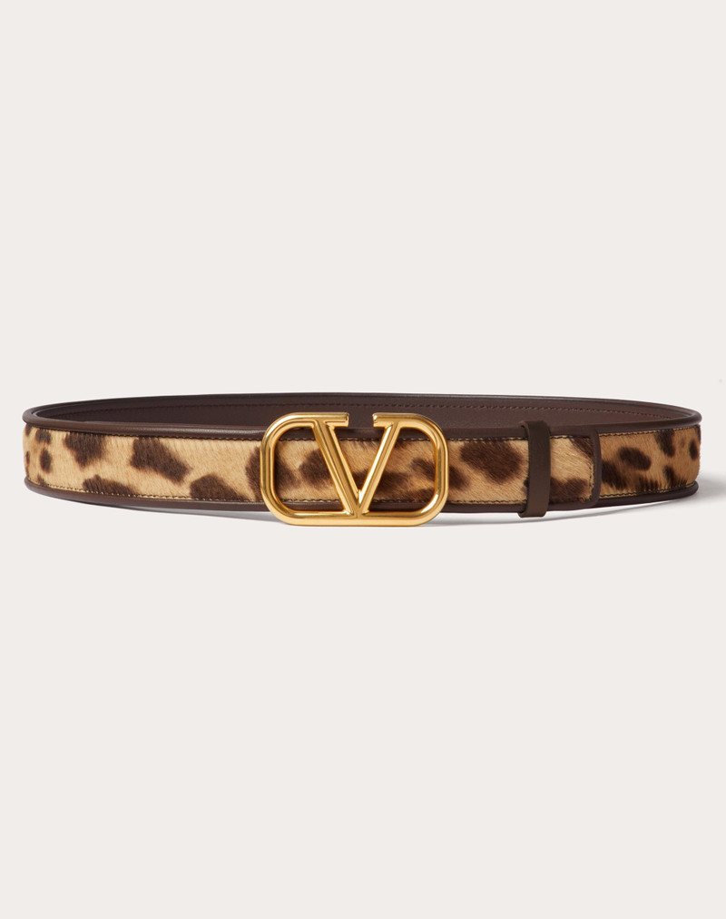 VLOGO SIGNATURE CALFSKIN BELT WITH PONY ANIMALIER EFFECT 30 MM 1