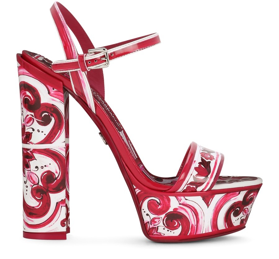 Printed Patent Leather Platform Sandals - 1