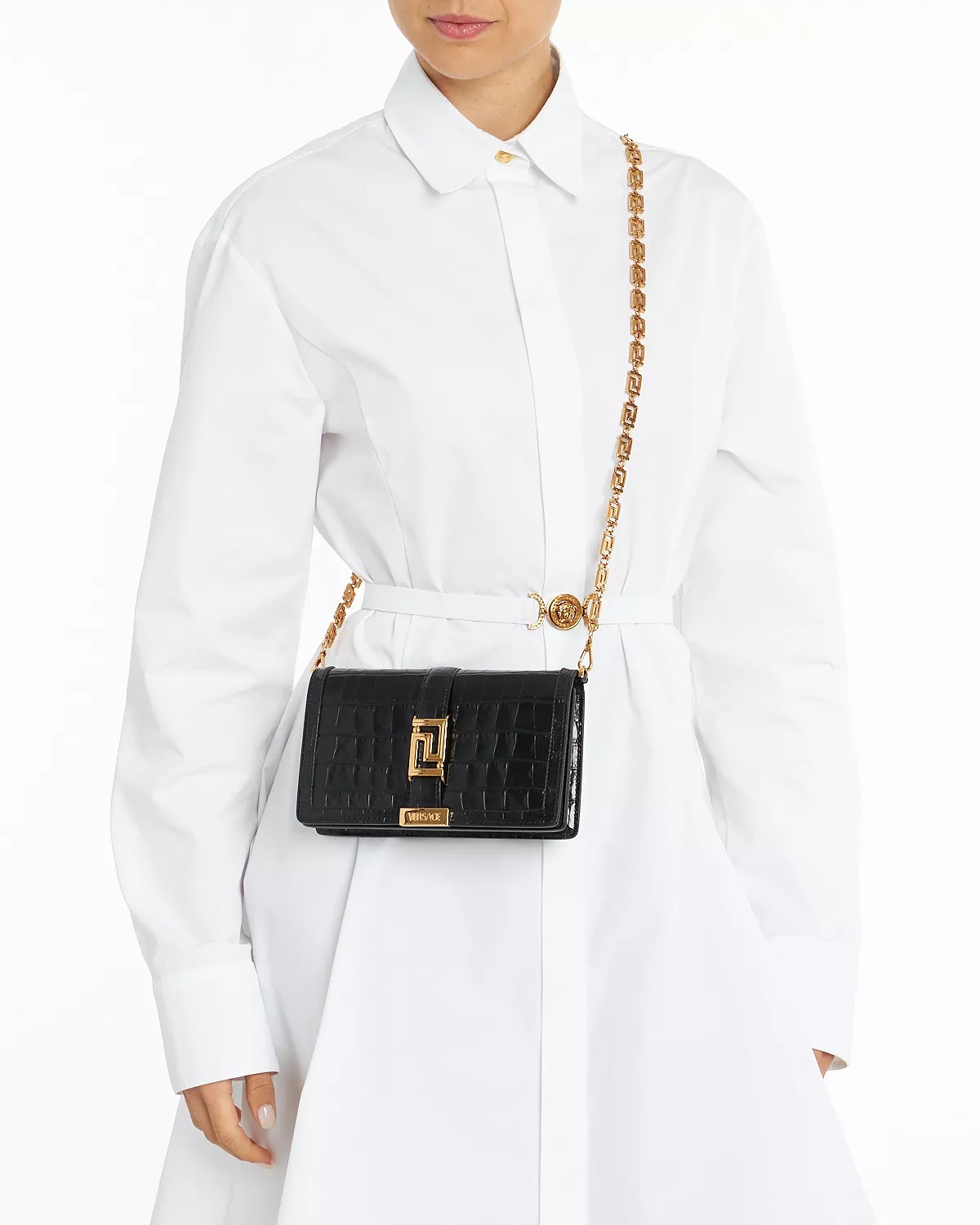 Greca Goddess Croc Embossed Leather Mini Bag - 2